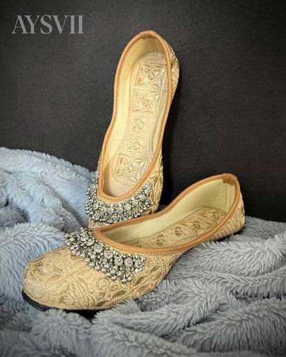 Image of Gold Embroidered Party Shoes Gold Bridal