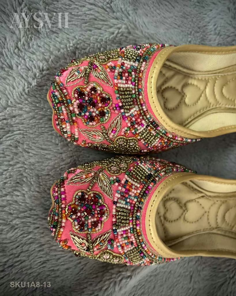 Handmade Pink Jutti For Ladies, Cushion Comfort Jutti For Women
