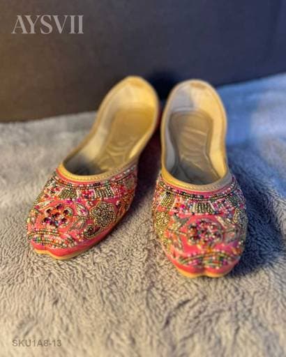 Image of Handmade Pink Jutti For Ladies, Cushion Comfort Jutti For Women